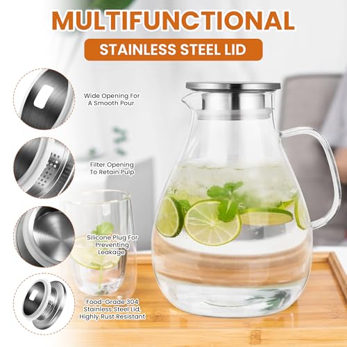 3 Litre 101oz Glass Pitcher with Lid and Spout