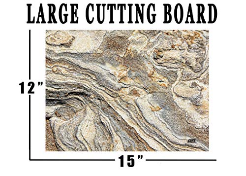 Light Granite Stone Marble Gray Brown White Pattern Textured Marble Art Kitchen Glass Cutting Board Modern Decorative Gift Abstract Wavy Contrast Design