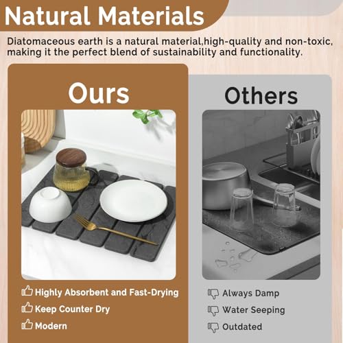 Small Stone Dish Drying Mat for Kitchen Counter (2 Count)