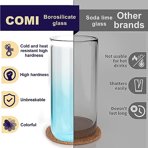 6pcs Glass Cups with Lids And Straws