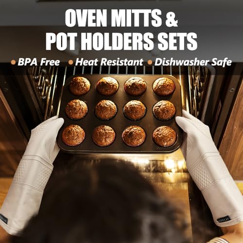 Silicone Oven Mitts and Pot Holders Sets