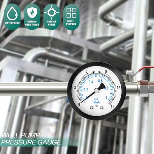 0 15PSI Well Pump Pressure Gauge 2" Dial Size