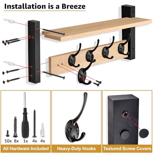 Coat Rack Wall Mount with Shelf