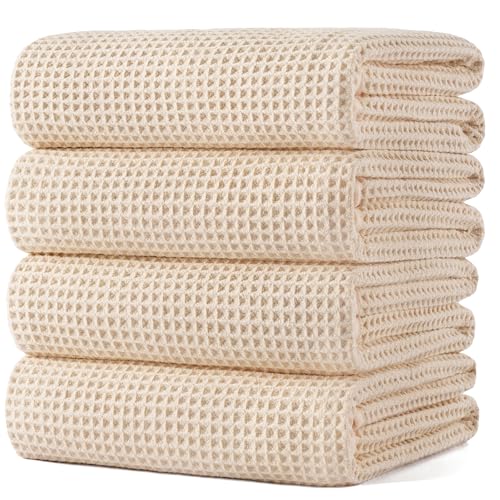 430 GSM Poly Blend Microfiber Quick Dry Waffle Bath Towel (4 Count)