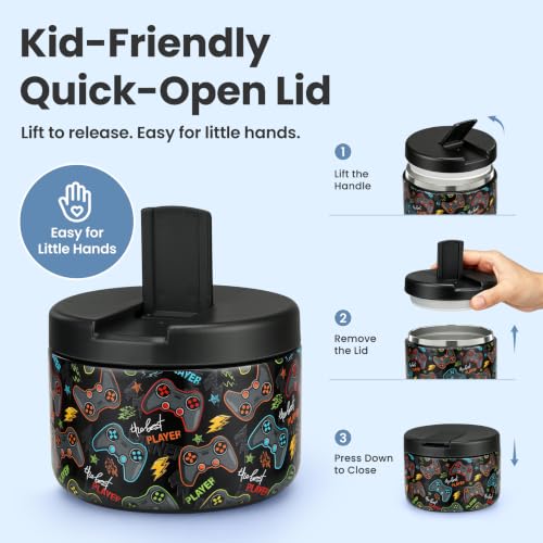 12oz Insulated Vacuum Food Jar with Buckle Lid Wide Mouth Soup Thermo for Hot Food Kids Leakproof Stainless Steel Lunch Container