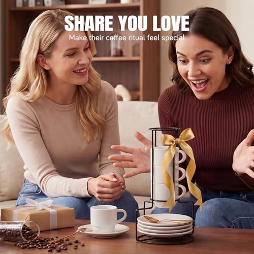 3 Ounce Espresso Cups with Saucers (4 Count)
