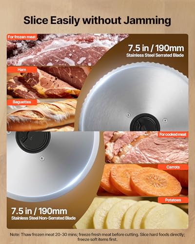 Meat Slicer 7.5" Electric Deli Slicer with 2 SUS420 Blades