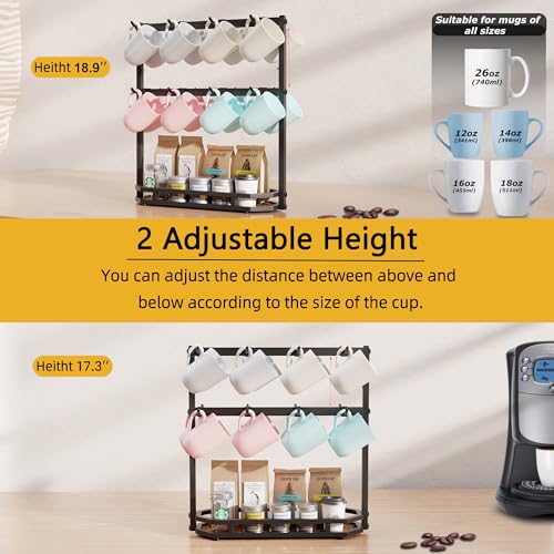 Coffee Mug Holder with Movable Hooks