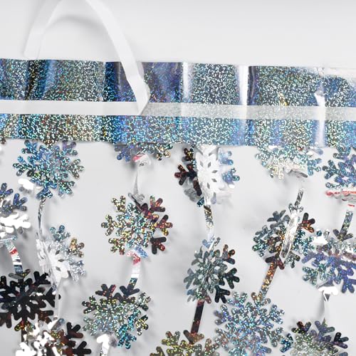 Party Snowflake Backdrop Hanging Snow Flakes Foil Fringe Curtain (2 Count)