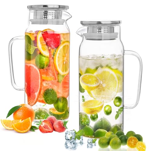 Set of 2 Glass Pitcher with Lid (2 Count)
