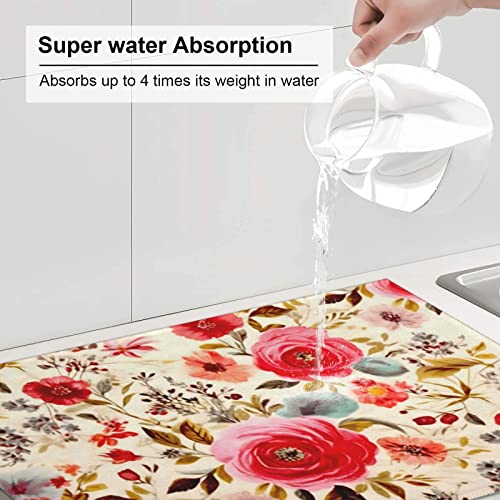 Large Dish Drying Mats For Kitchen Counter Microfiber Kitchen Drying Mat XL Draining Pad Absorbent Quick Drying Dish Mat 18x24 Inch