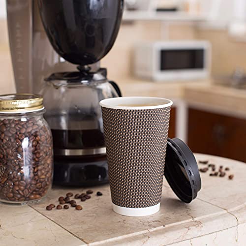 Brown Disposable Coffee Cups With Lids 16 oz (80 Count)