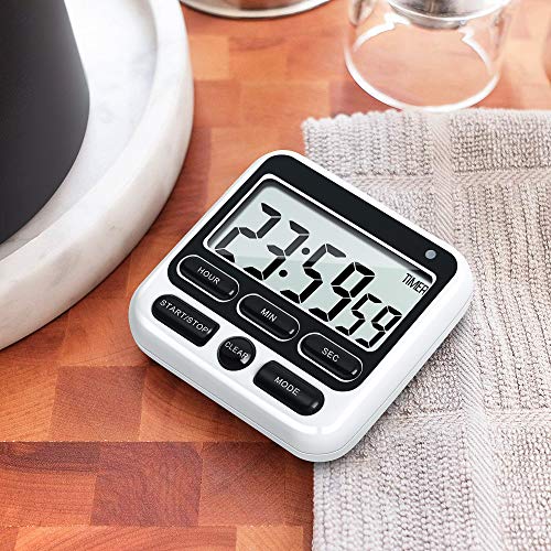 4-in-1 Digital Timer with Count Up/Down, Clock & Alarm, Ring & Silent Modes