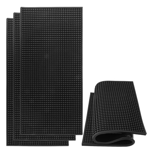 4 Pack 12 x 24 Inch Black Coffee Bar Mats (4 Count)