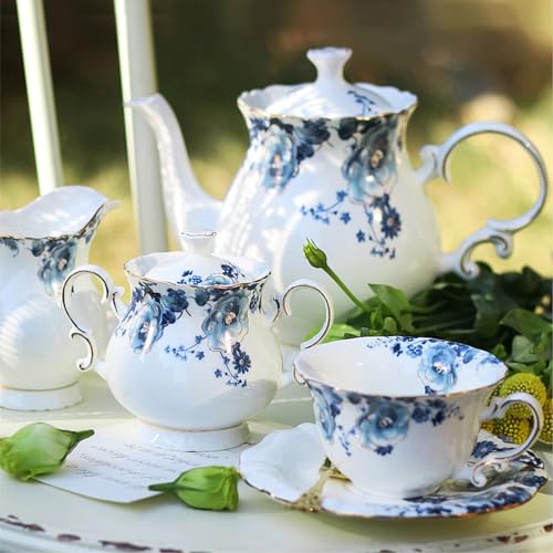 21 Piece Bone China Tea Set for Adults