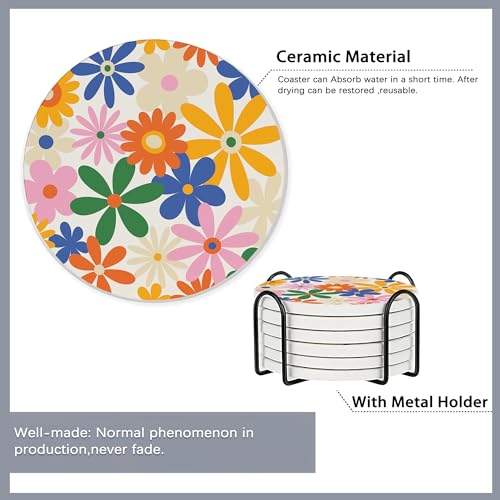 6 Pcs Coasters for Drinks with Holder