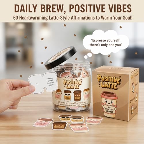 Positive Latte Jar with 60 Affirmation Cards
