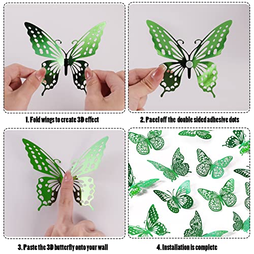 3D Butterfly Wall Decor 48 Pcs Dark Green Butterfly Decorations (48 Count)