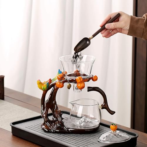 Glass Kungfu Teapot Set Tea maker with Infuser Semi Automatic Tea Set