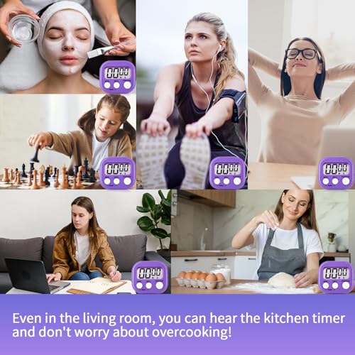 12 Pack Digital Kitchen Timer Magnetic Digital Timer with Big Display Loud Ring Cooking Timers for Kitchen Electronic Timer for Cooking (4 Count)