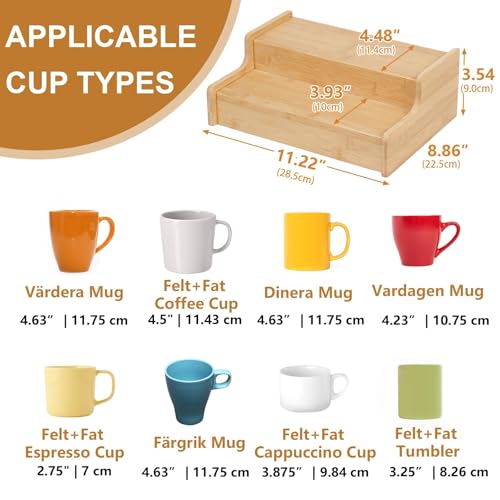 2 Tier Expandable Bamboo Coffee Mug Holder