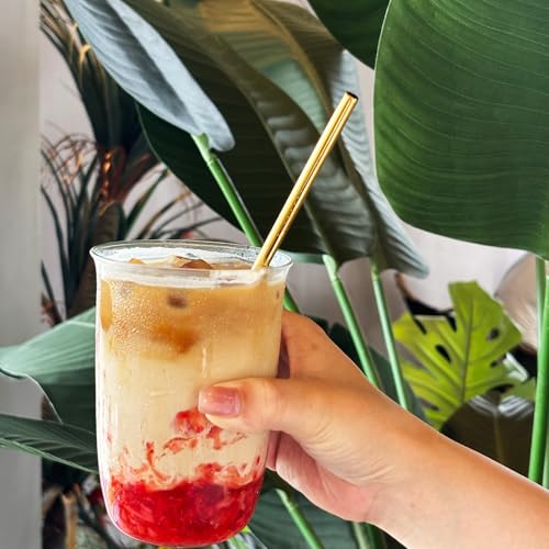 Stainless Steel Straws Metal Reusable Drinking Straw for Juice Iced Coffee Cold Beverage Water Highball Glasses 12 (8 Count)