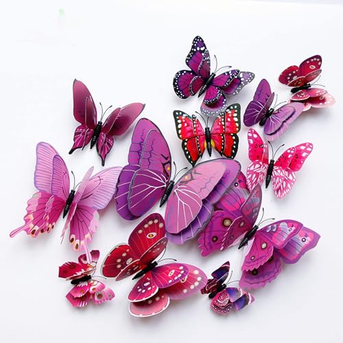 3D Butterfly Wall Decor Butterfly Decorations Stickers with Magnets (72 Count)