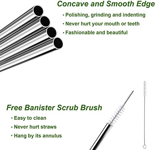 Metal Straws Stainless Steel Reusable Straws Set (4 Count)
