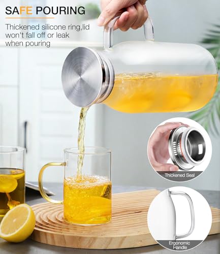 2 Liter 68oz Glass Pitcher with Lid