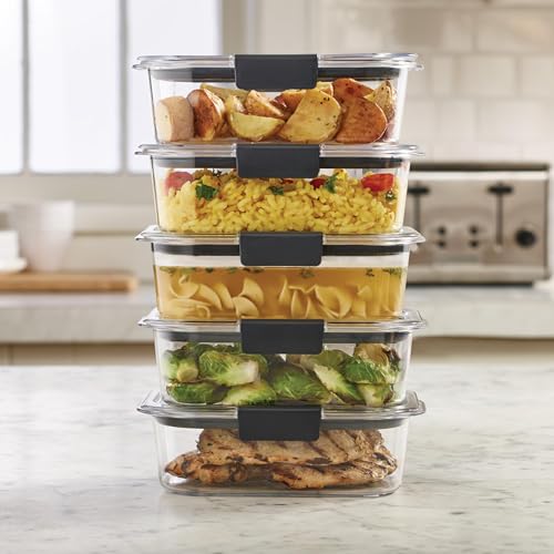 Brilliance Tritan Plastic Food Storage Containers BPA Free Airtight Lids Ideal for Lunch Meal Prep & Leftovers Set of 5 (5 Count)