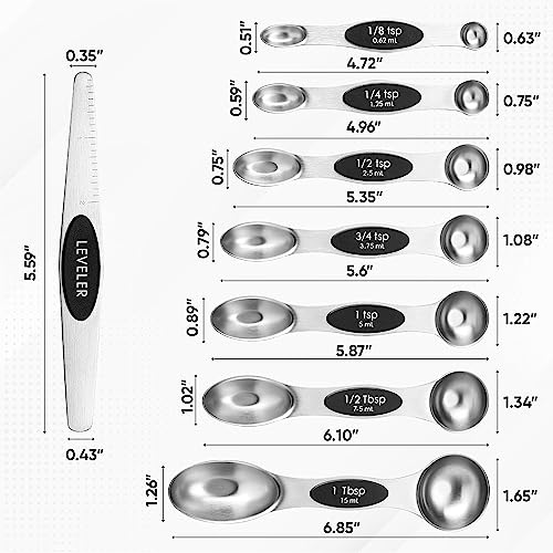 Magnetic Measuring Cups & Spoons Set of 15 with Levelers