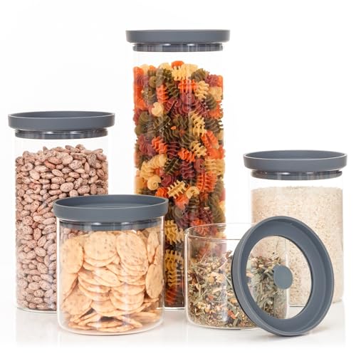 Glass Kitchen Storage Containers with Airtight Silicone Lids (5 Count)