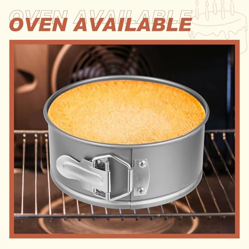 4 Pcs 6 Inch Non Stick Springform Pan with Removable Bottom Carbon Steel Round Springform Cheesecake Pan with Stainless Steel Spring Buckles for Baking Kitchens Restaurant (4 Count)