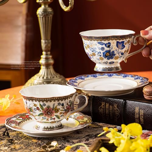 Bone China Tea Cup and Saucer Set for 1 (6.7 Count)