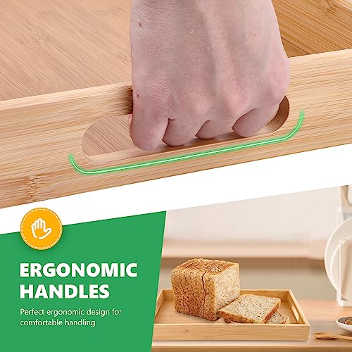 Bamboo Dinner Food Trays for Eating On Couch Party Platters for Serving Food Decorative Tray for Kitchen Counter Rectangle