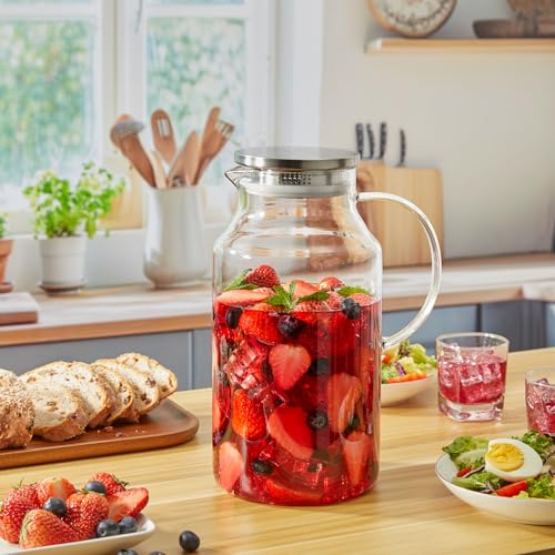 1 Gallon Glass Pitcher with Lid and Handle