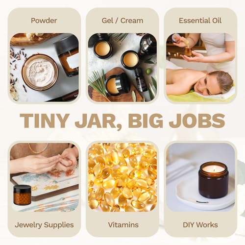 70 Pack 2 oz Amber Glass Jars with Lids (70 Count)