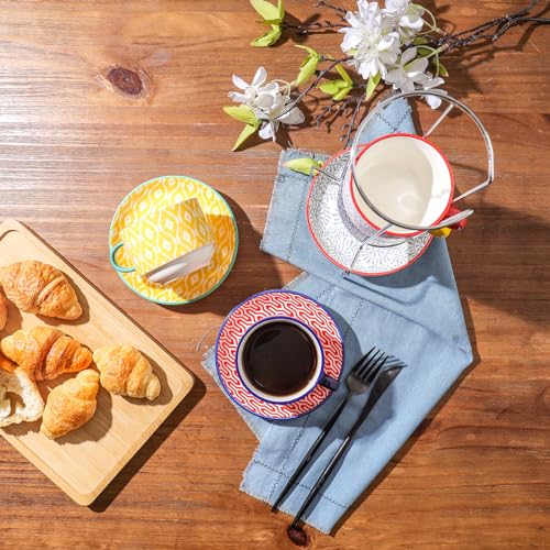 Ceramic Cappuccino Cups with Saucers and Metal Stand (4 Count)