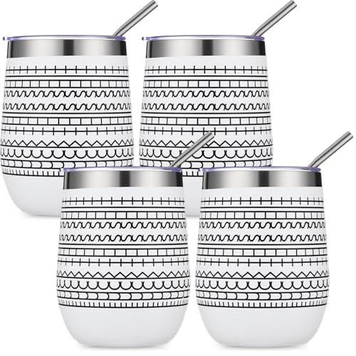 4 Pcs 12 oz Funny Message Coffee Mug Birthday White Elephant Gifts Stainless Steel Insulated Tumblers Wine Cup Gag Gift for for Employee Appreciation Coworkers Friends Father (4 Count)