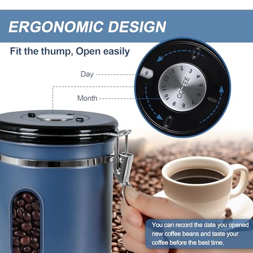 1800ML Airtight Coffee Canister with Date Tracker&Transparent Window