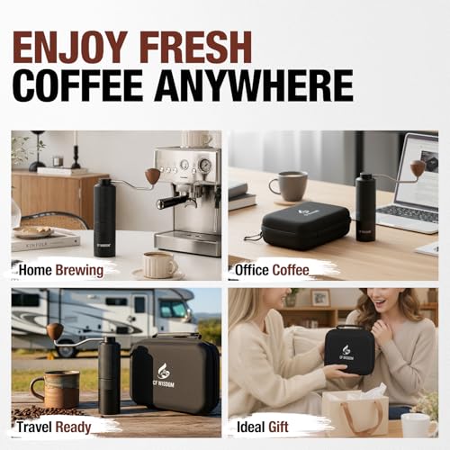 Portable Manual Coffee Grinder with Stainless Steel Conical Burr