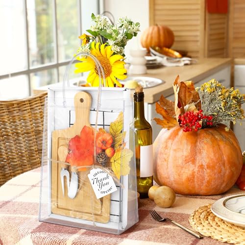 6 Sets Fall Baby Shower Favors 43 Pcs Wooden Square Cheese Board with Knives Forks Kitchen Towels Tags