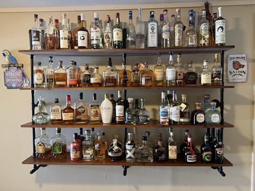 70 Inch Industrial Pipe Wall Shelves Pipe Shelving with Real Wood Plank (4 Count)