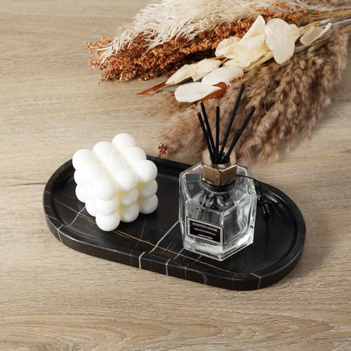 Black Marble Vanity Tray for Bathroom Countertop