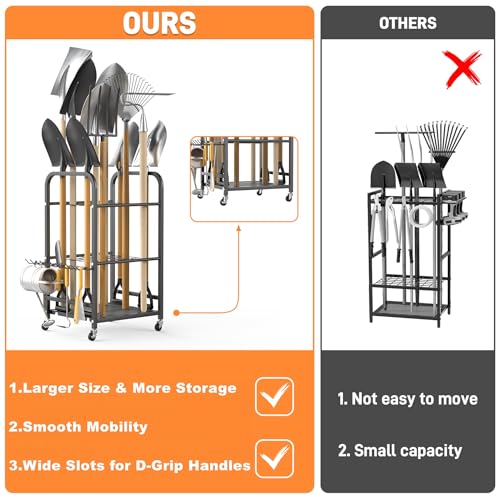 Garden Tool Organizer Stand with Wheels