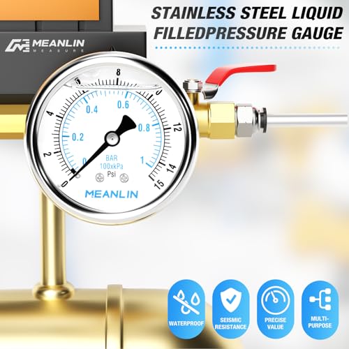 0~15Psi Liquid Filled Pressure Gauge Stainless Steel with 316 Stainless Steel Joint 1