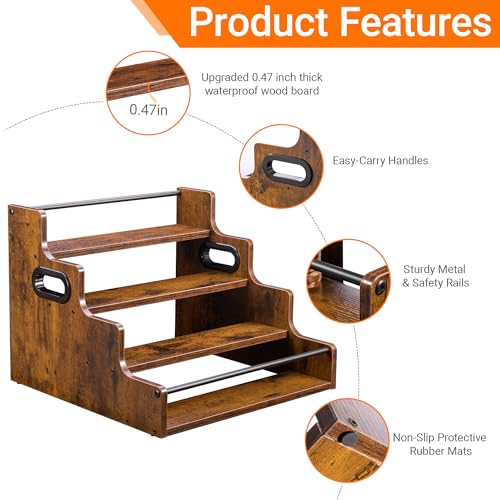 2-Pack 4-Tier Liquor Bottle Display Shelf, 16-Inch, Rustic Brown (2 Count)