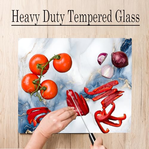 White Blue Cloudy Agate Kitchen Glass Cutting Board Ocean Decorative Gift Granite Stone Rock Gift For Her Mom Wife