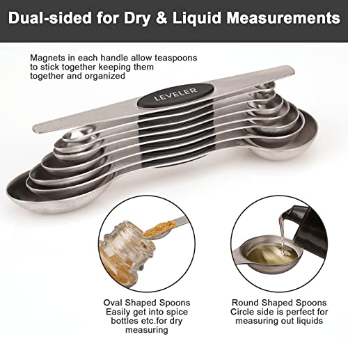 8 PCS Black Magnetic Measuring Spoons Set