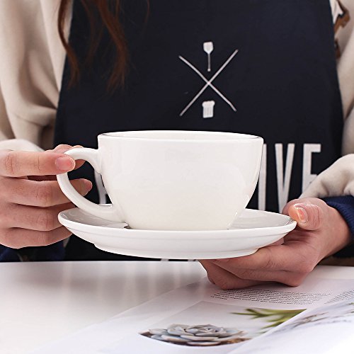 Latte Art Ceramic Cup and Saucer Cappuccino Fine Porcelain